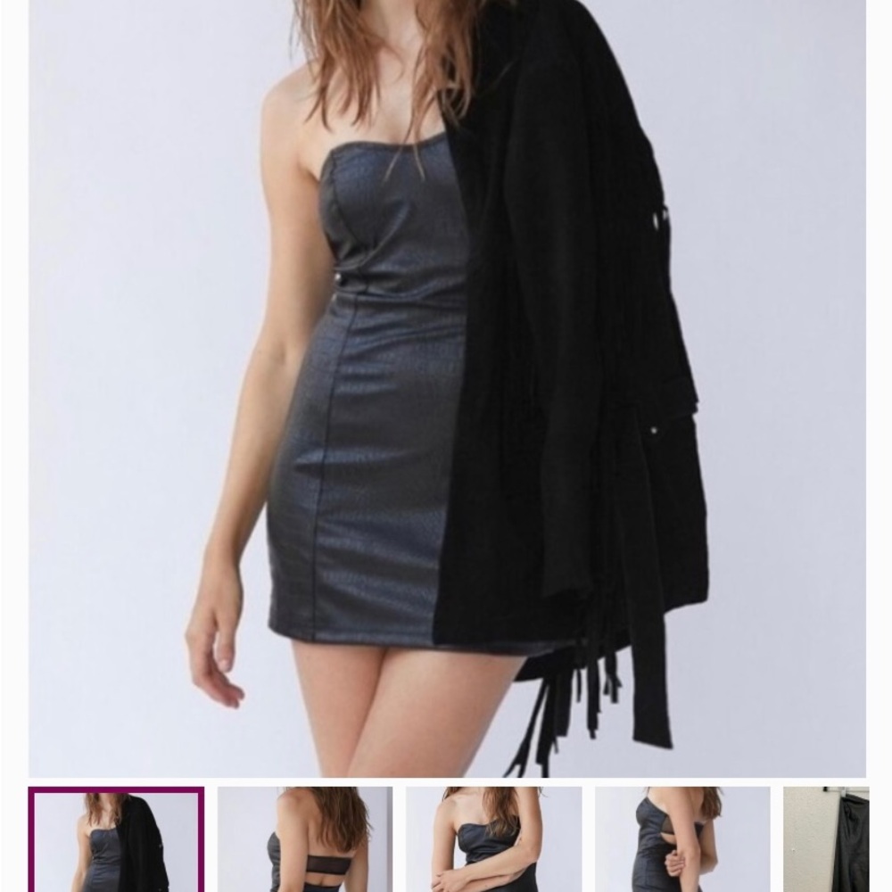 Free People Strapless Vegan Crocodile Mini Dress NWOT never worn Size s - Picture 8 of 8